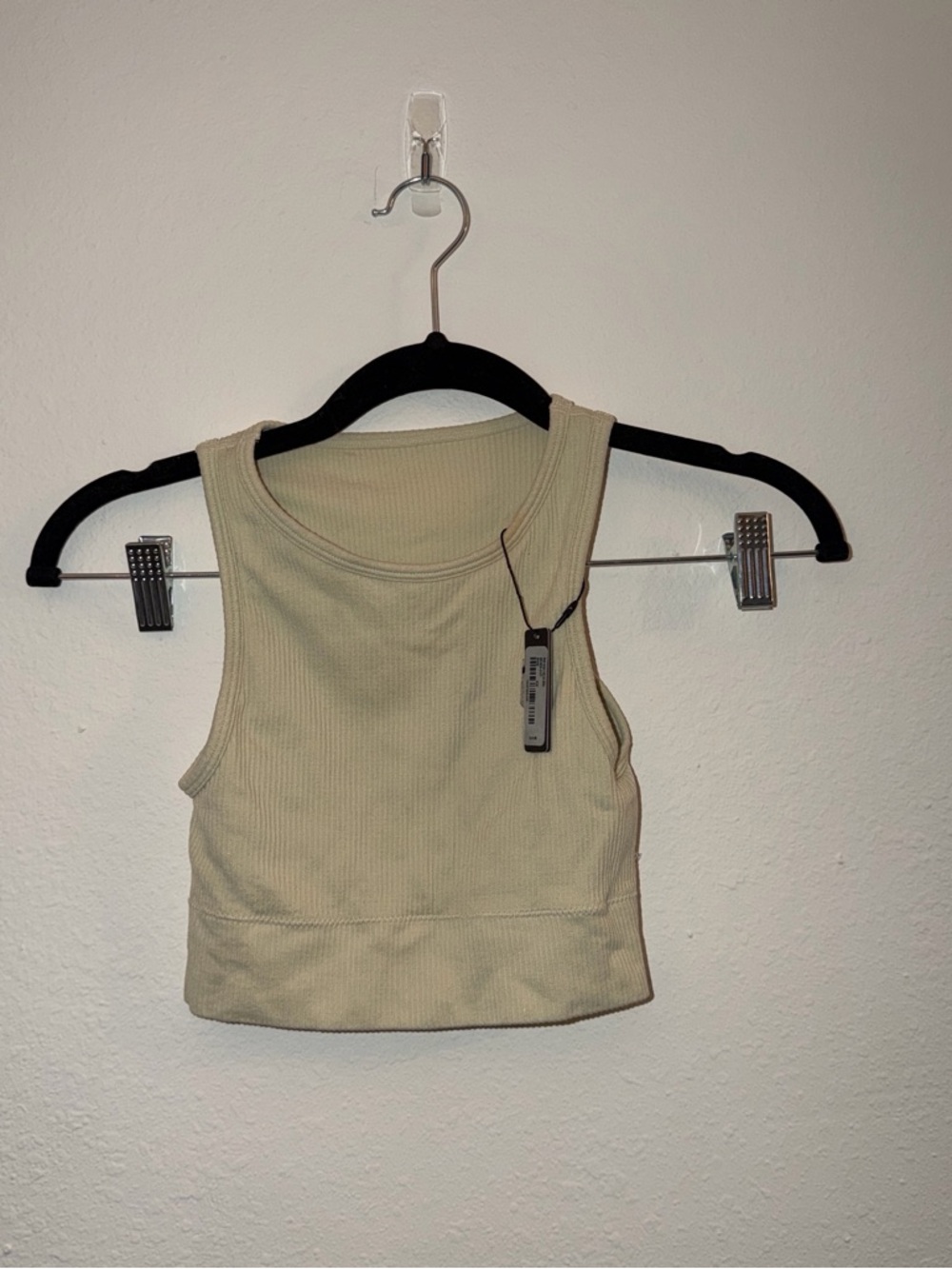 Skims Ribbed Sleeveless Crop Tank Top - Cream